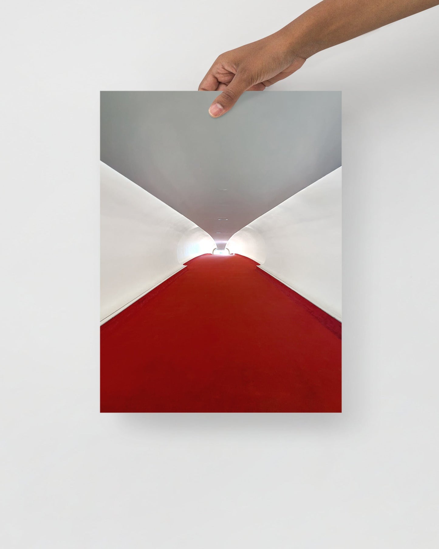 TWA Hotel at JFK airport Tunnel Print being held up by hand