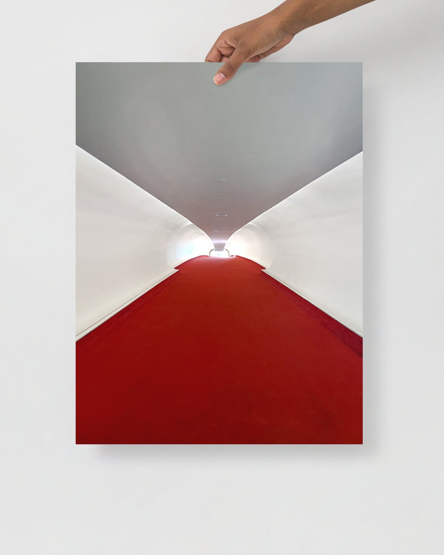 TWA Hotel at JFK airport Tunnel Print being held up by hand