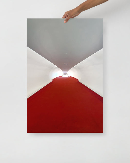 TWA Hotel at JFK airport Tunnel Print being held up by hand