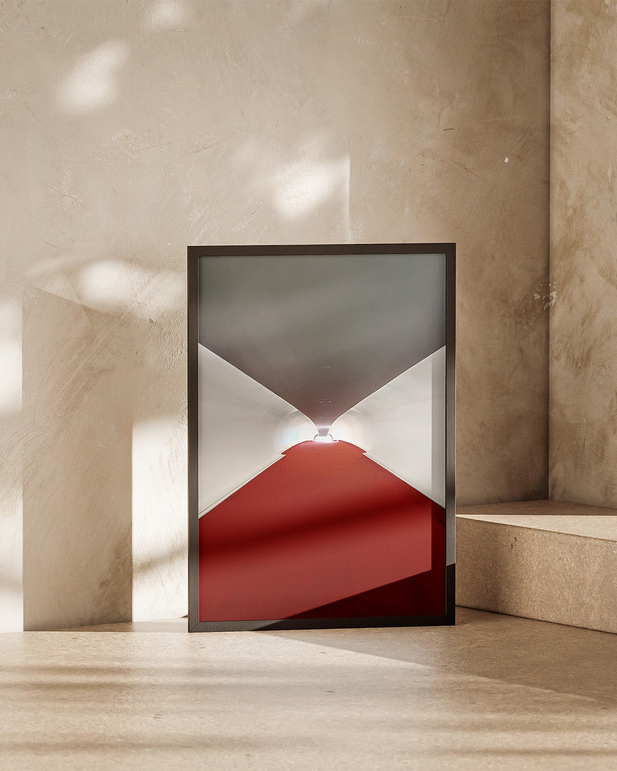 Modern abstract art piece with geometric design in a minimalistic setting
