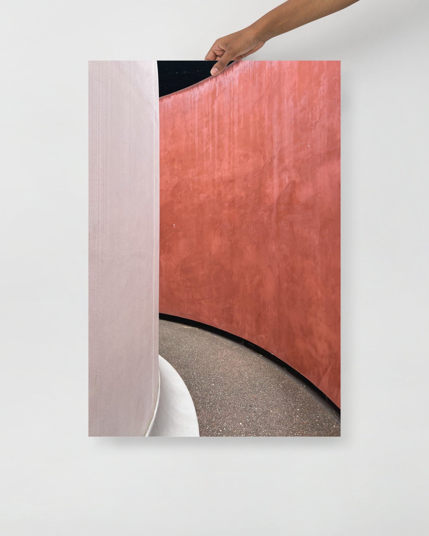 Abstract photography print of 'Three Gems by James Turrell' with a hand holding a corner of it on a white background