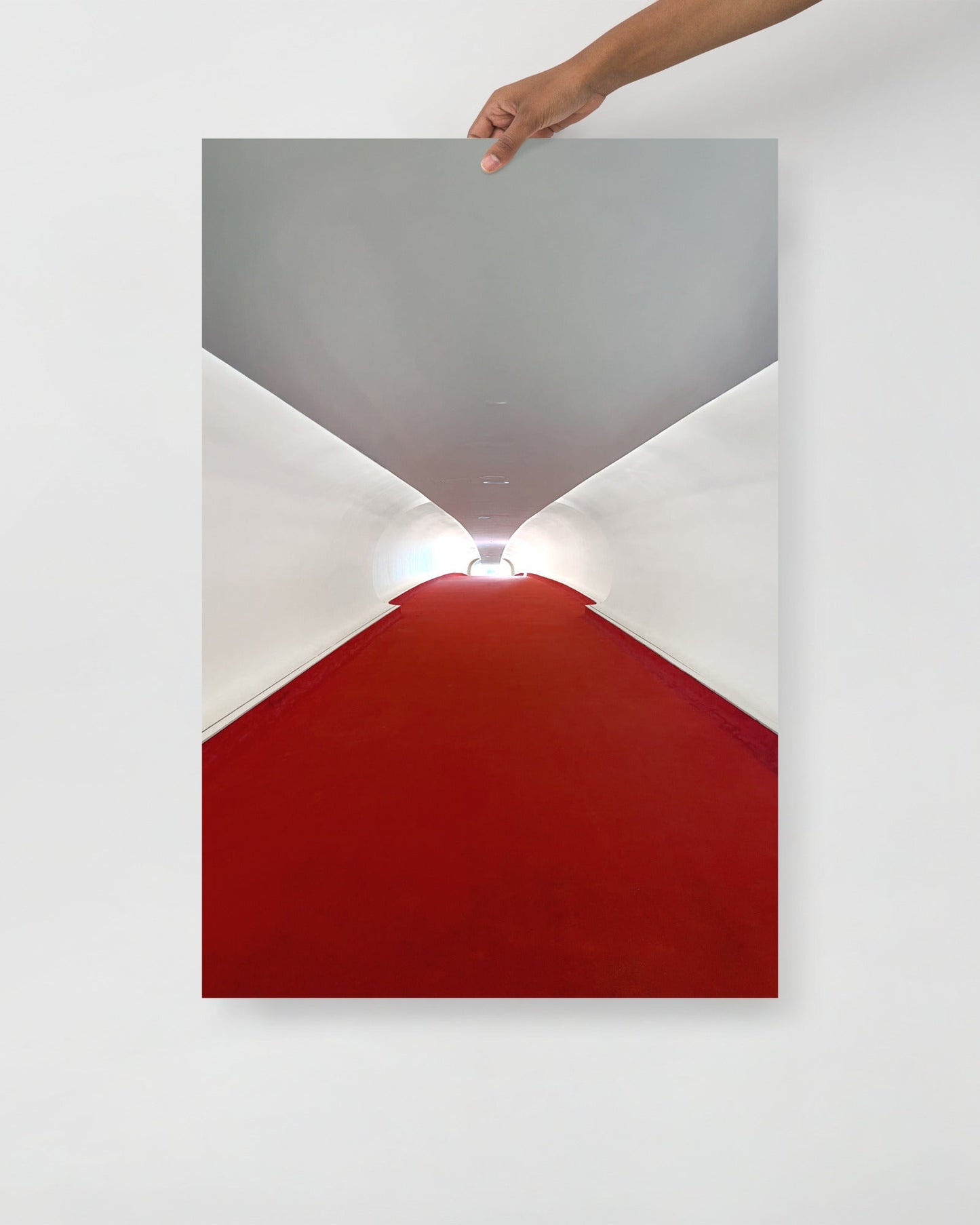 TWA Hotel at JFK airport Tunnel Print being held up by hand