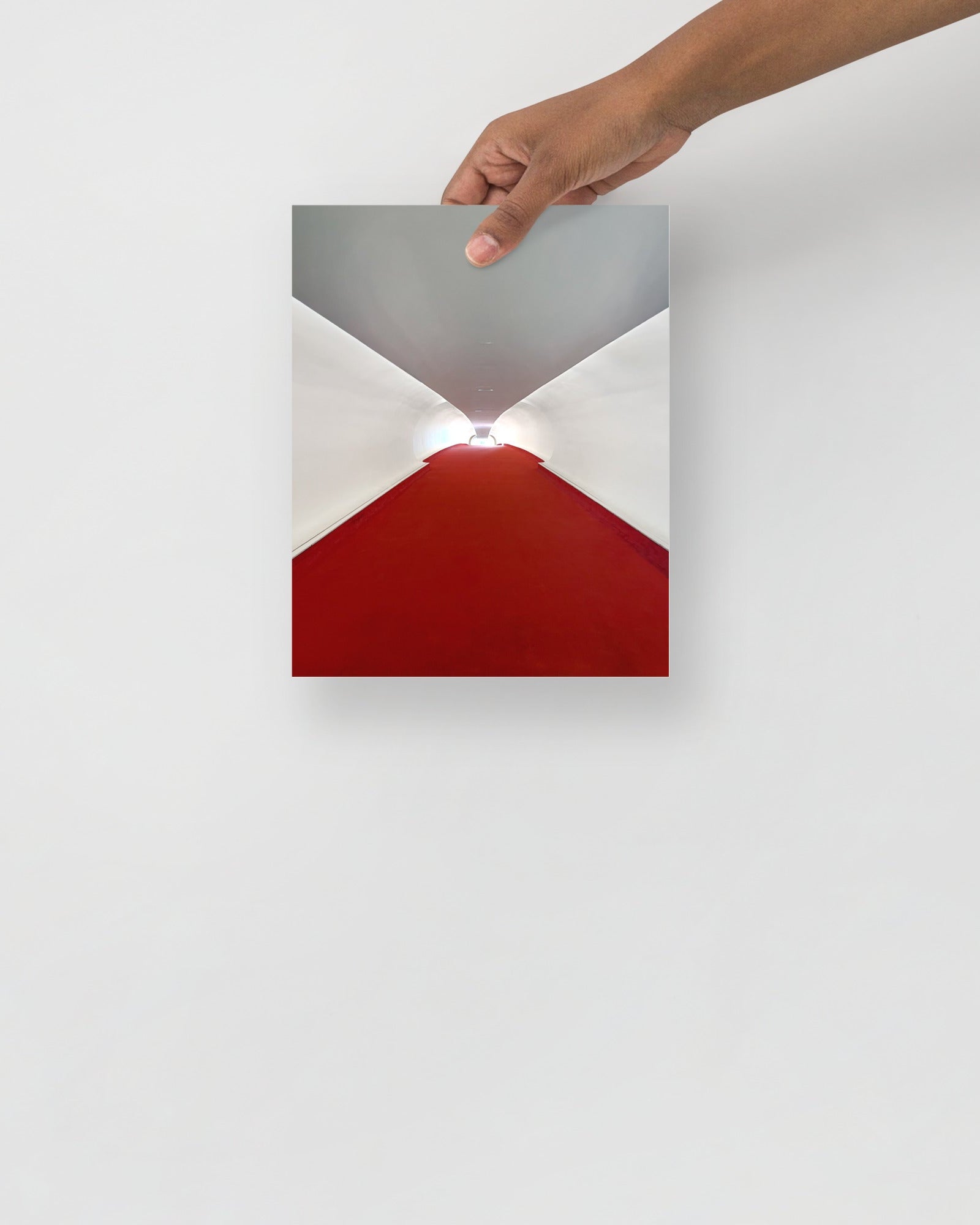 TWA Hotel at JFK airport Tunnel Print being held up by hand